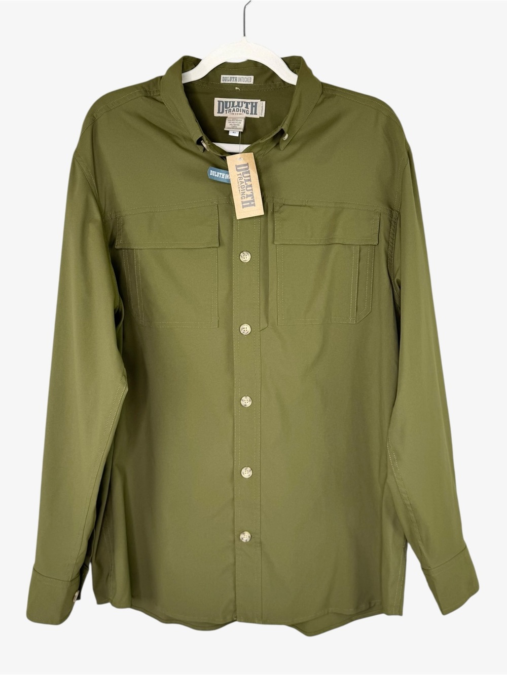 Duluth Trading Co Men's Action Standard Fit Long Sleeve Shirt M Olive Green NWT